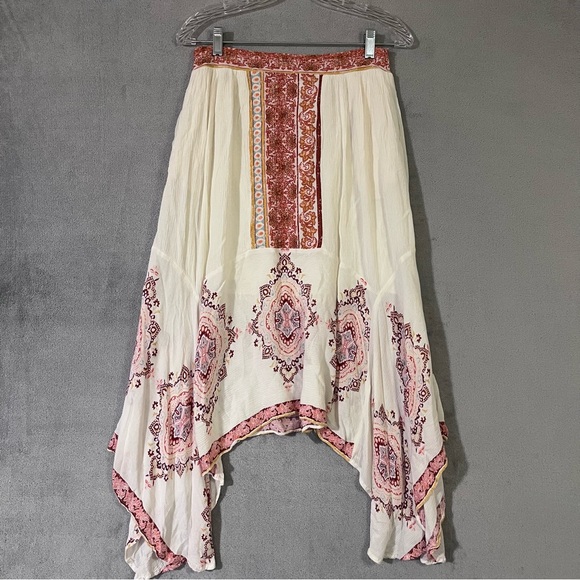 Cato Boho Asymmetric Handkerchief Skirt Crinkle Rayon Women S Midi Elastic Waist - Picture 4 of 7